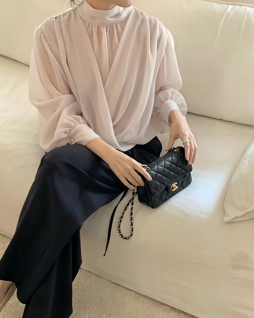 VIVIANLEE東大門代購女士新品人氣休閑25秋冬襯衫蕾絲衫透視VIVIANLEE襯衫/蕾絲衫圖色1