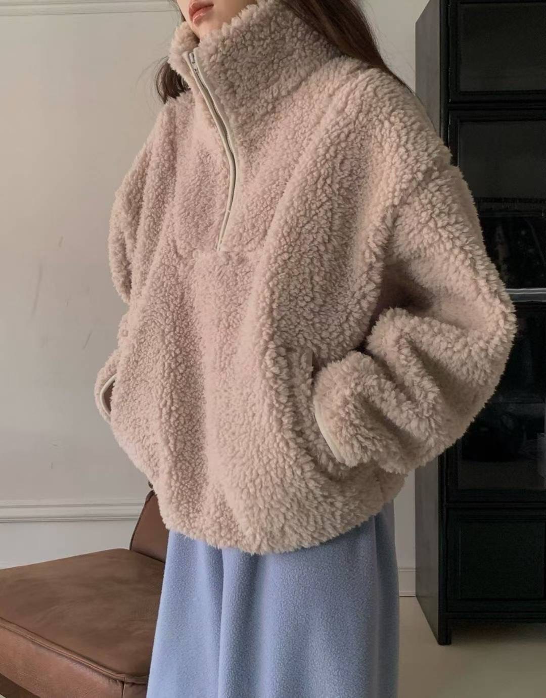 LIBRE韓國代購女裝新品人氣休閑推薦熱賣25秋冬職業衛衣拉鏈HAY KNOCK衛衣