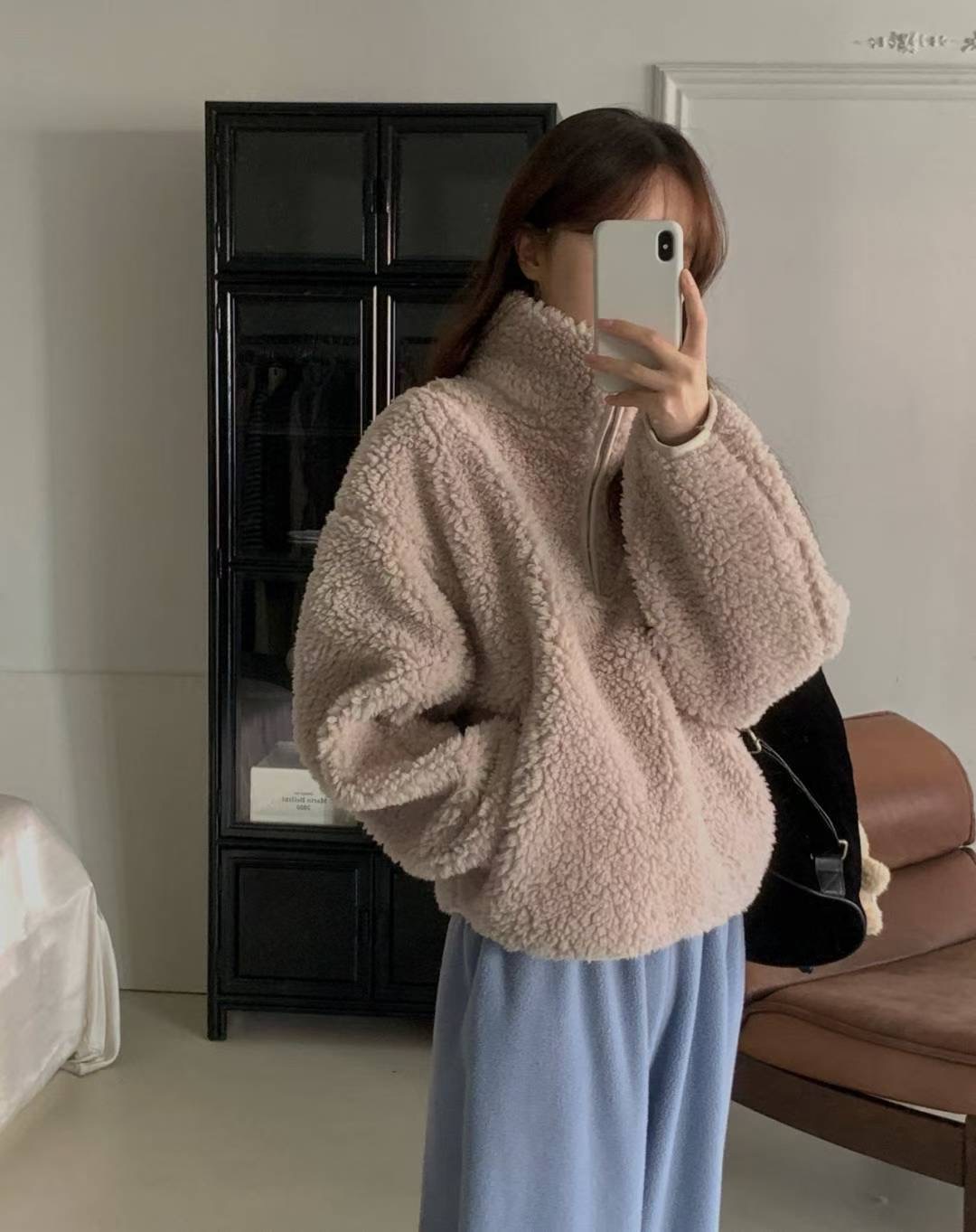 LIBRE韓國代購女裝新品人氣休閑推薦熱賣25秋冬職業衛衣拉鏈HAY KNOCK衛衣