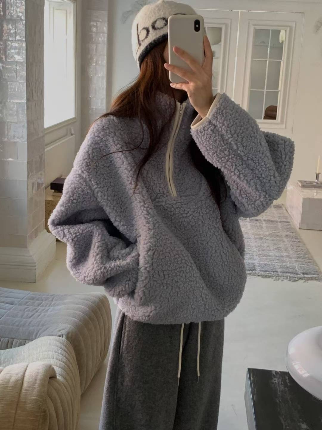 LIBRE韓國代購女裝新品人氣休閑推薦熱賣25秋冬職業衛衣拉鏈HAY KNOCK衛衣