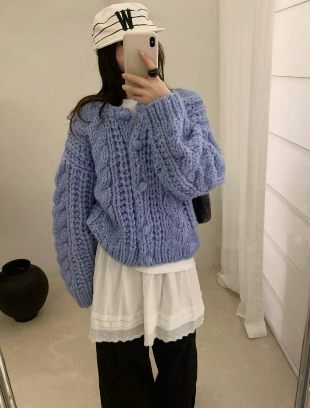 LIBRE韓國代購女裝新款休閑人氣時尚推薦25秋冬針織衫手工開衫HAY KNOCK針織衫圖色2