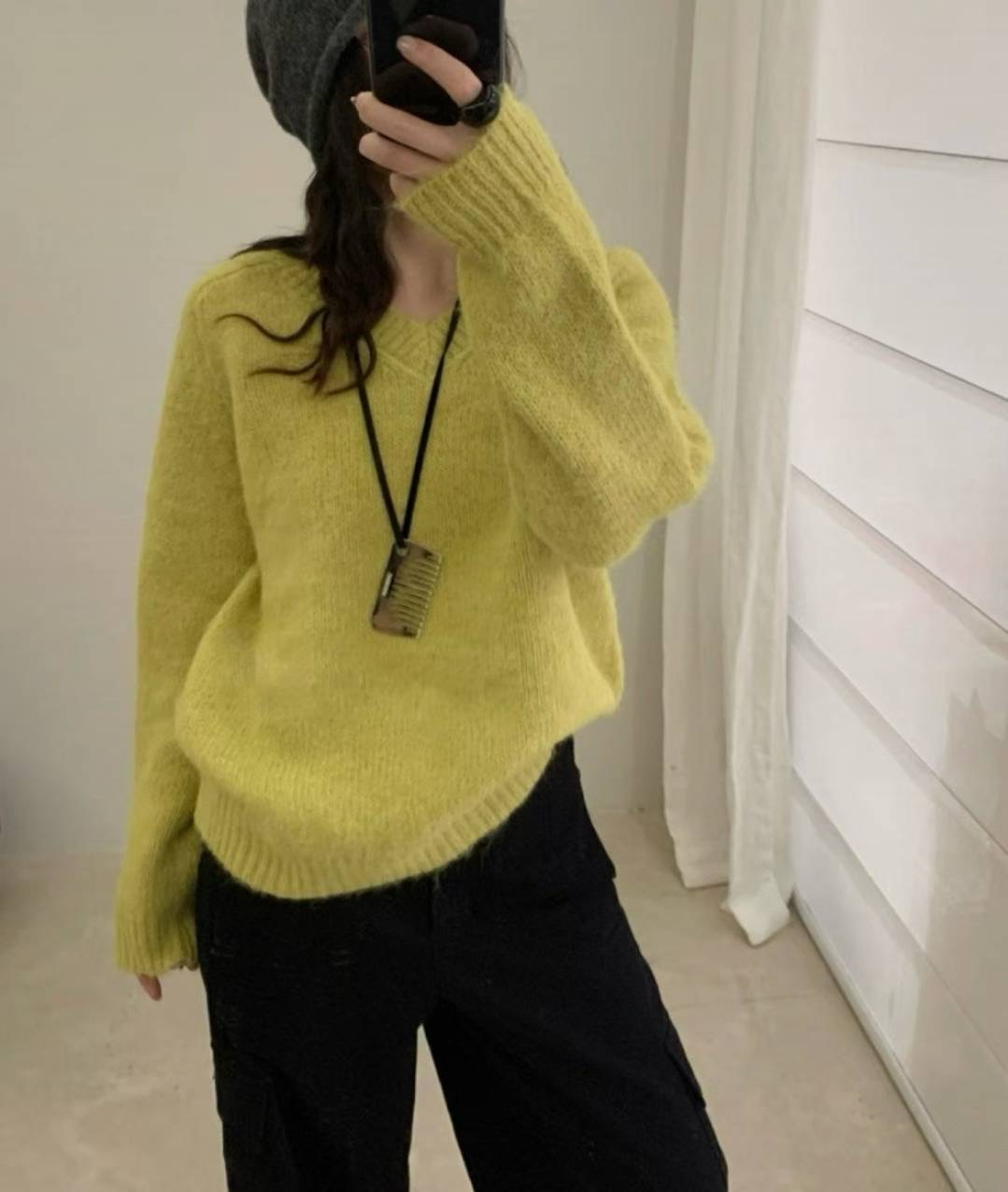 LIBRE韓國直郵女裝新品25秋冬休閑職業推薦熱賣針織衫V領HAY KNOCK針織衫圖色1