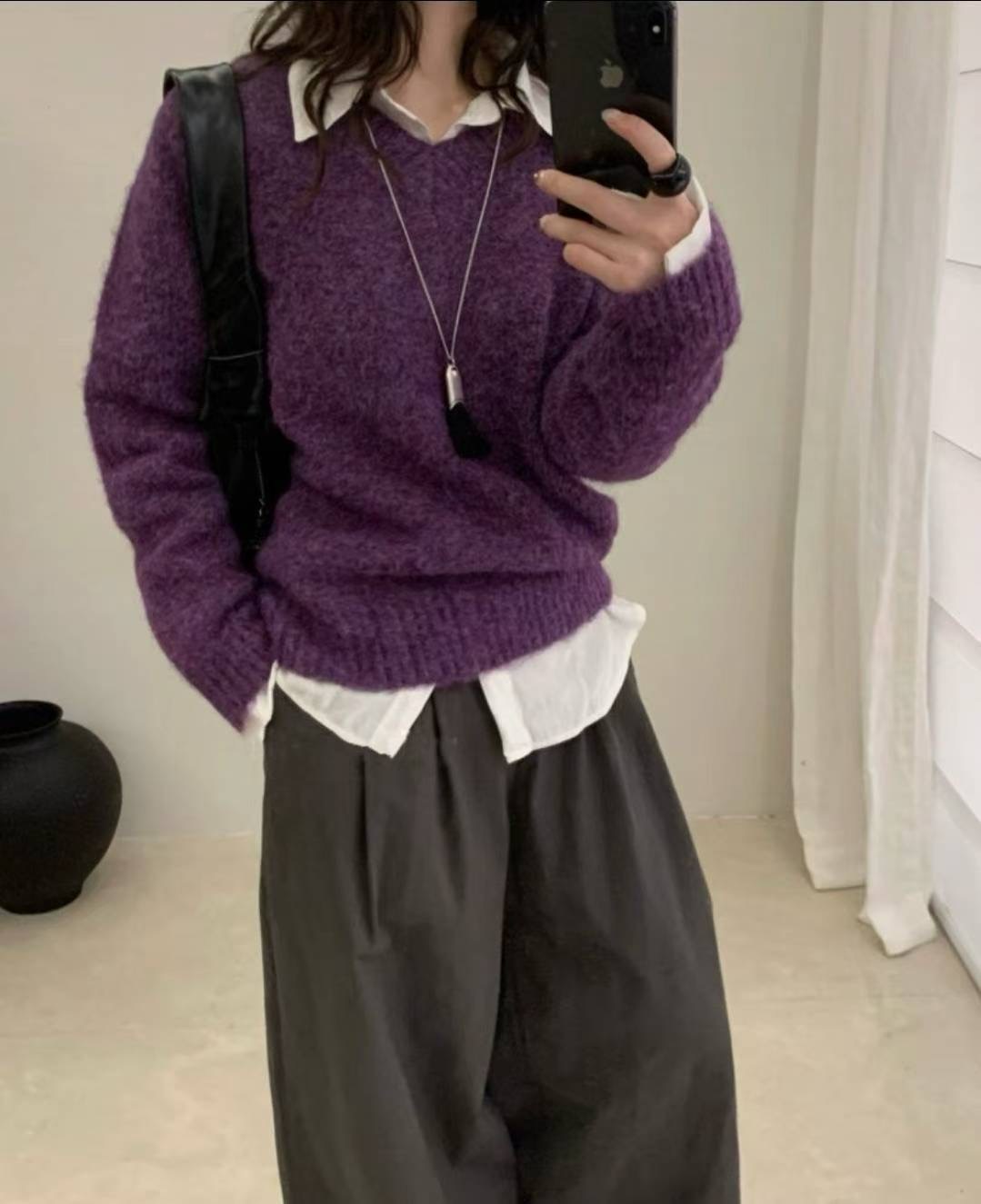 LIBRE韓國直郵女裝新品25秋冬休閑職業推薦熱賣針織衫V領HAY KNOCK針織衫圖色2