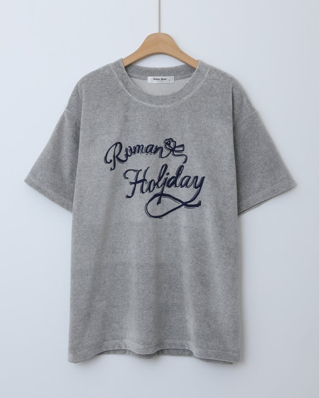 WHITE BEAR韓國代購㊣女裝新款時尚休閑推薦真品T恤天鵝絨WHITE BEART恤圖色1