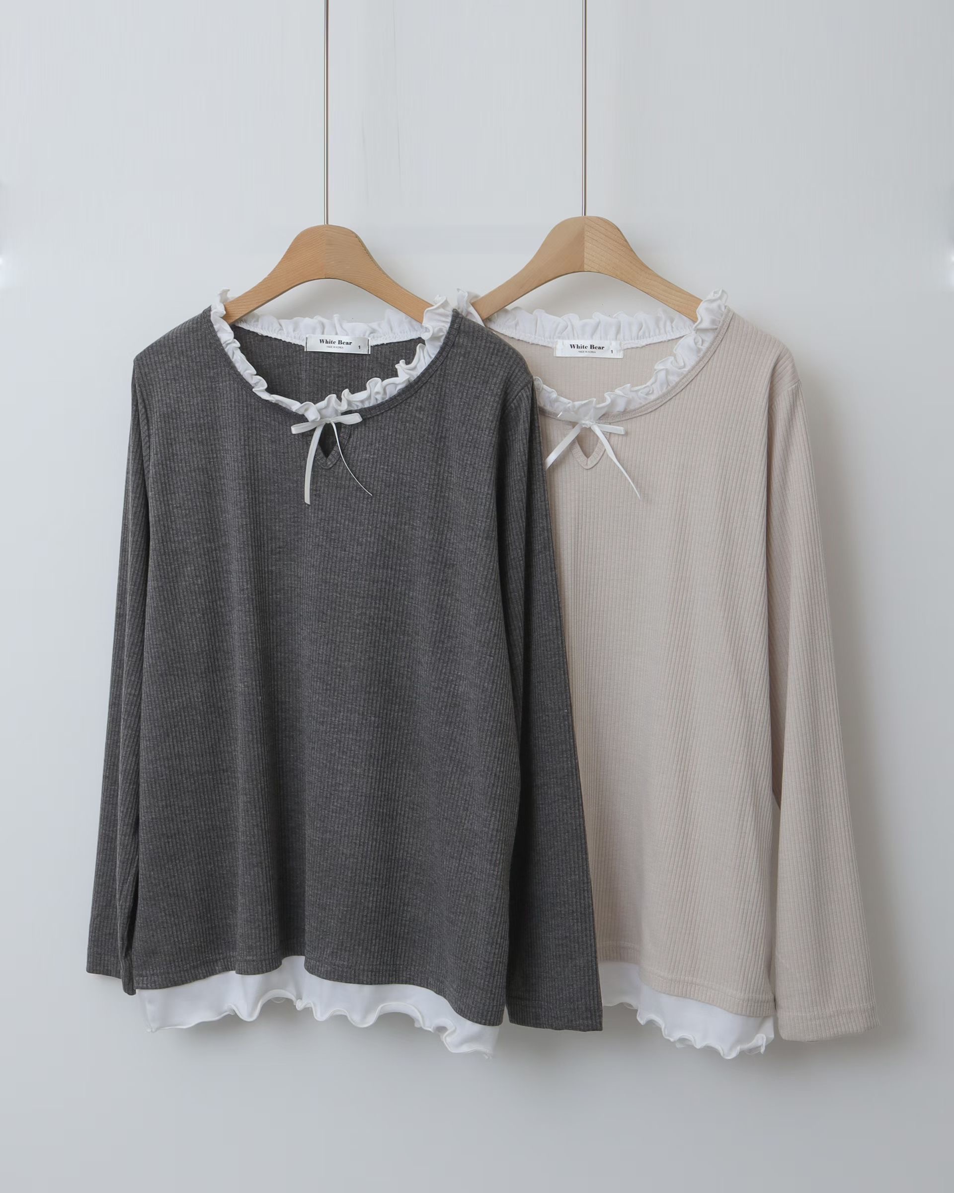 WHITE BEAR㊣東大門實拍女士新款時尚職業熱賣人氣長袖T恤WHITE BEAR長袖T恤