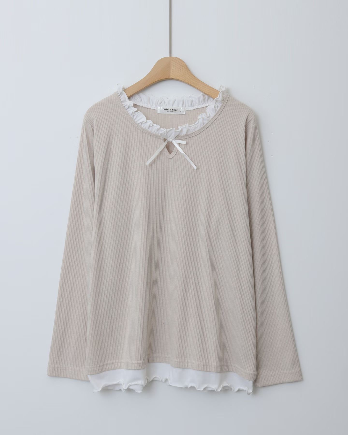 WHITE BEAR㊣東大門實拍女士新款時尚職業熱賣人氣長袖T恤WHITE BEAR長袖T恤圖色1