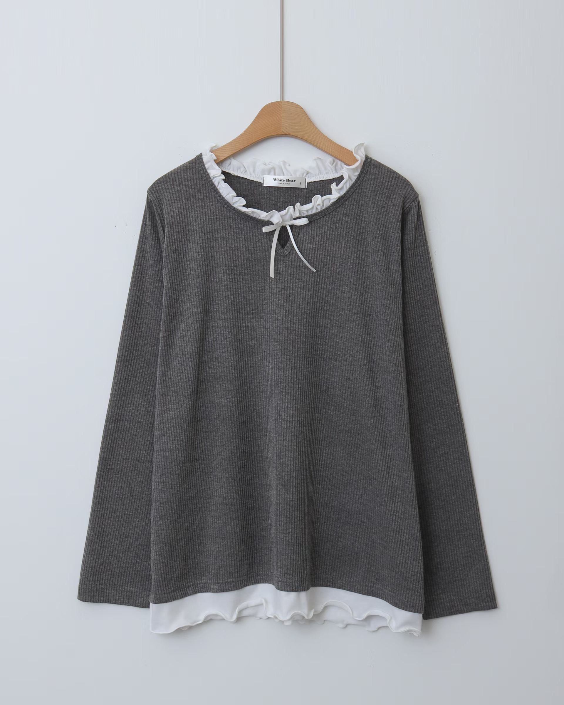 WHITE BEAR㊣東大門實拍女士新款時尚職業熱賣人氣長袖T恤WHITE BEAR長袖T恤圖色2