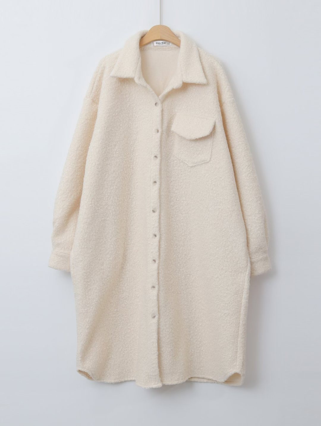 WHITE BEAR韓國代購㊣女士新款人氣熱賣推薦真品中長款大衣WHITE BEAR中長款大衣圖色1