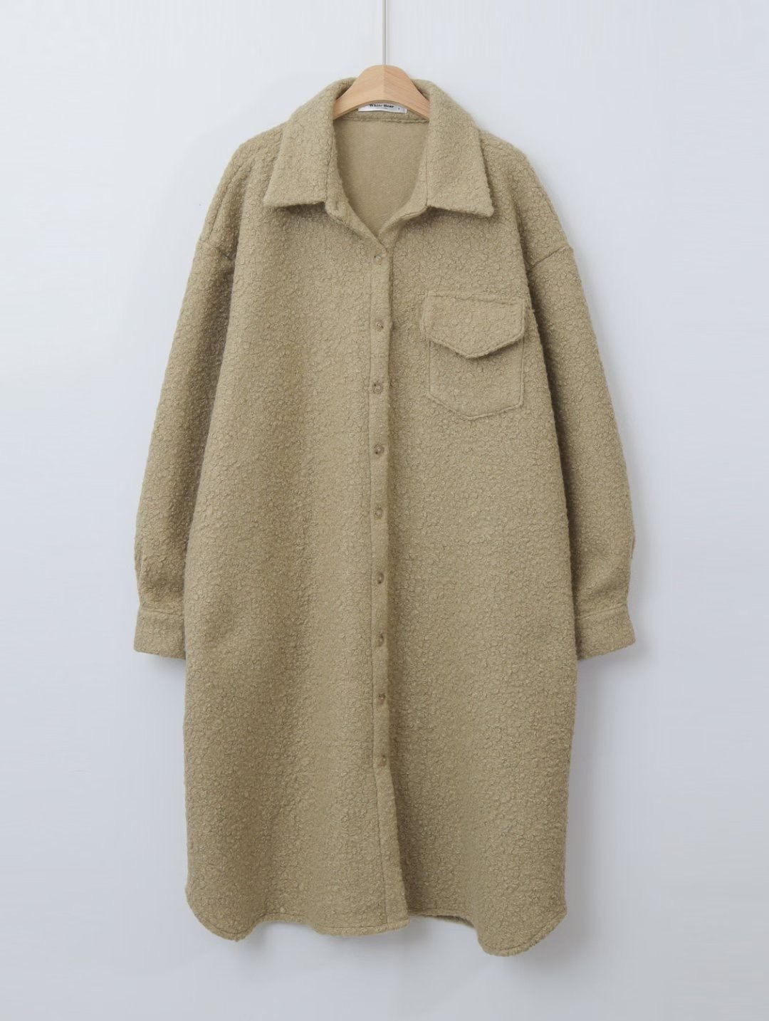 WHITE BEAR韓國代購㊣女士新款人氣熱賣推薦真品中長款大衣WHITE BEAR中長款大衣圖色2