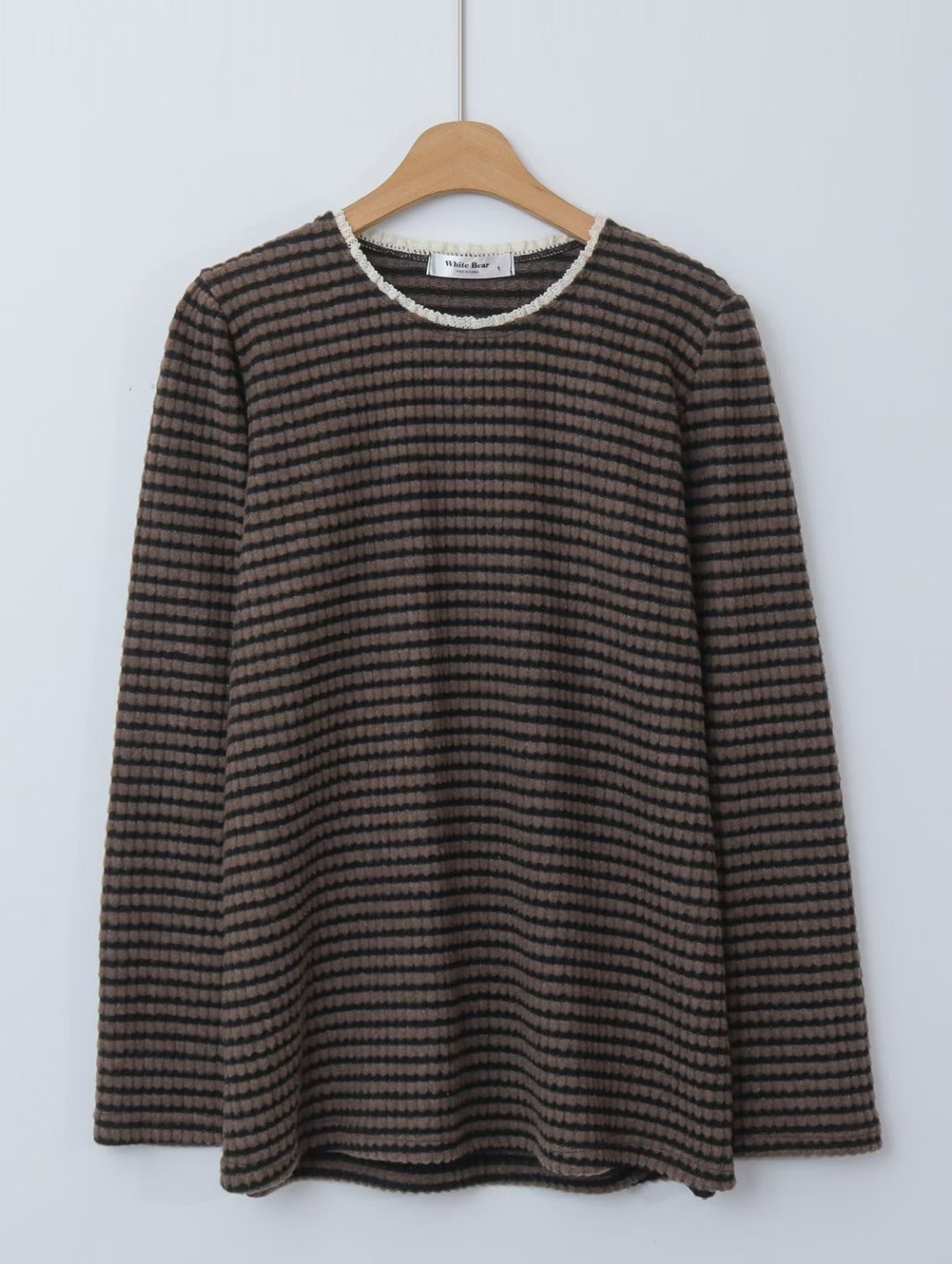 WHITE BEAR東大門直郵㊣女士新品26春夏職業休閑熱賣長袖T恤WHITE BEAR長袖T恤圖色1