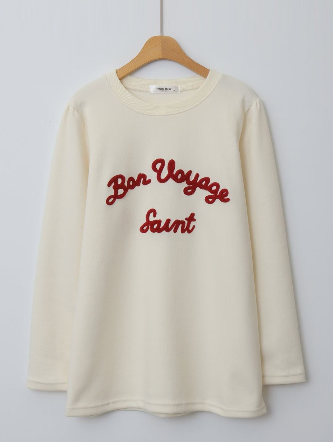 WHITE BEAR東大門直郵㊣女士新品26春夏時尚真品長袖T恤刺繡WHITE BEAR長袖T恤圖色1