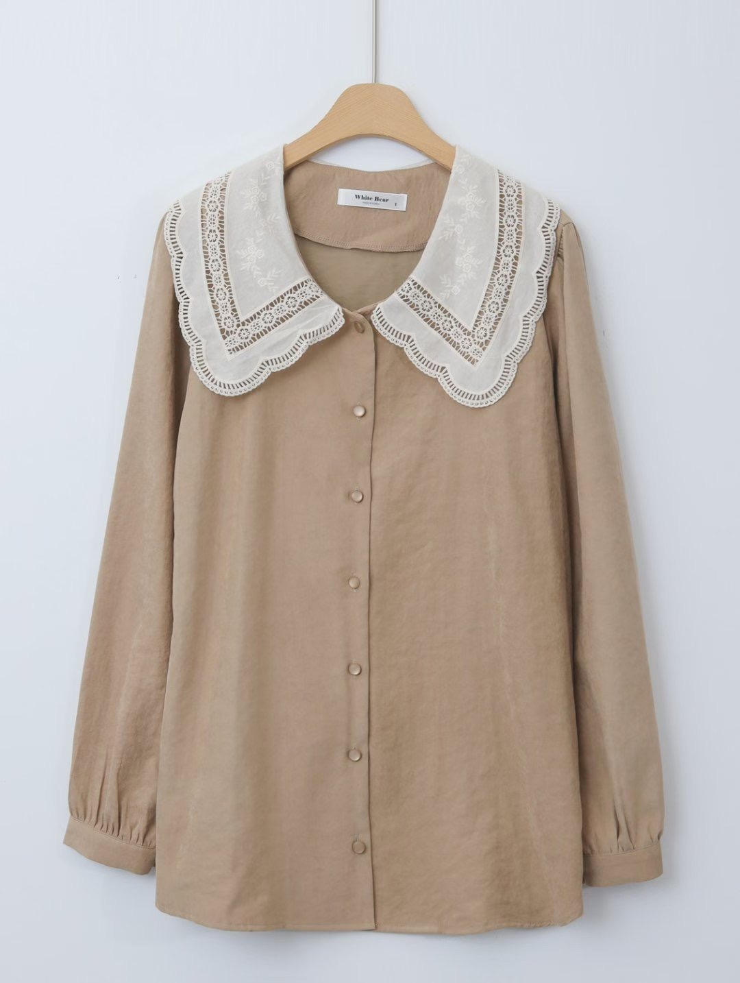 WHITE BEAR韓國直郵㊣女裝新款推薦熱賣人氣26春夏襯衫蕾絲衫WHITE BEAR襯衫/蕾絲衫圖色1