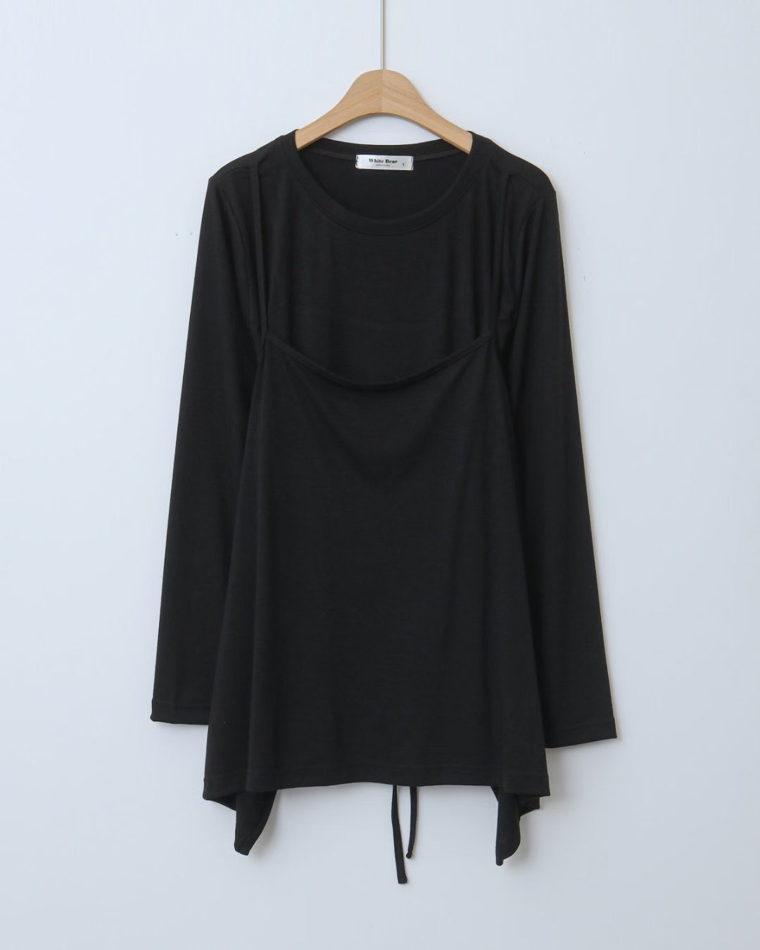 WHITE BEAR韓國代購㊣女士新品26春夏推薦時尚長袖T恤假兩件WHITE BEAR長袖T恤圖色2