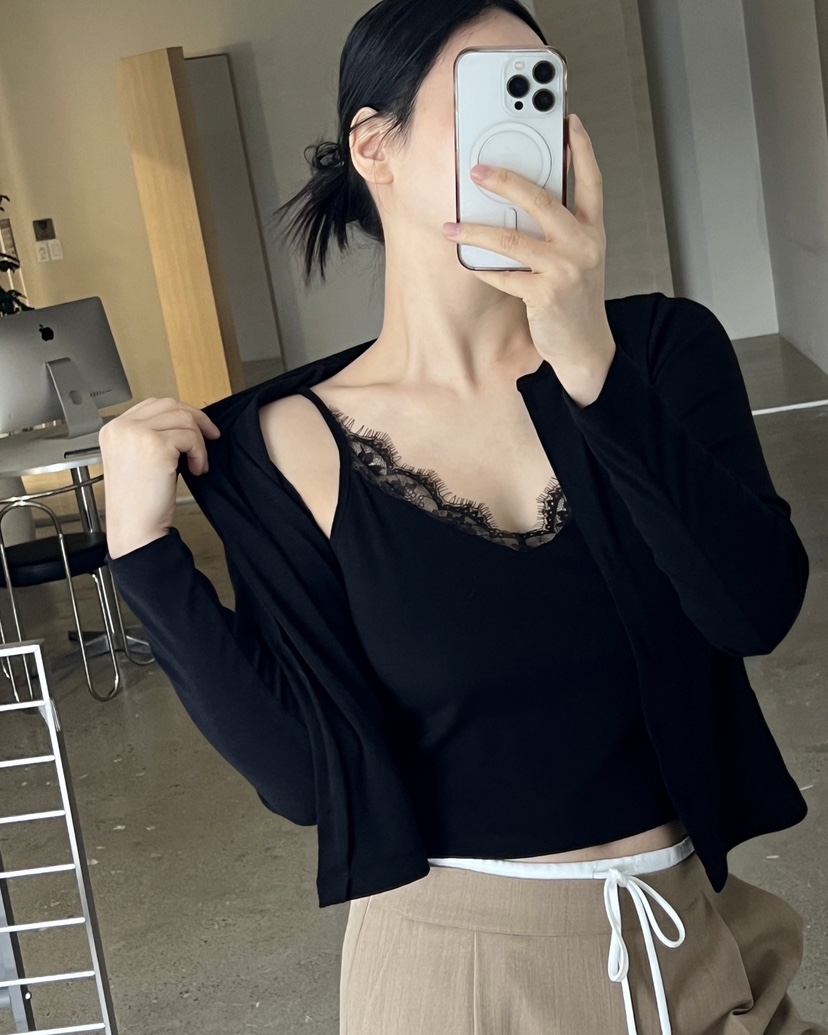 VERNI韓國代購㊣女裝新款休閑真品人氣26春夏長袖T恤假兩件開衫VERNI長袖T恤