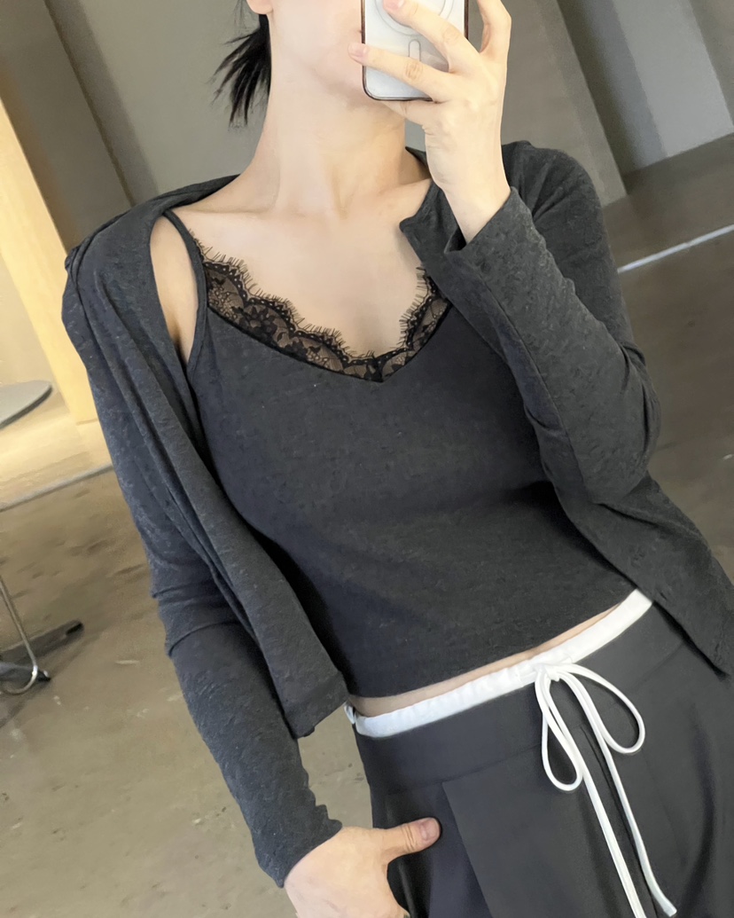 VERNI韓國代購㊣女裝新款休閑真品人氣26春夏長袖T恤假兩件開衫VERNI長袖T恤