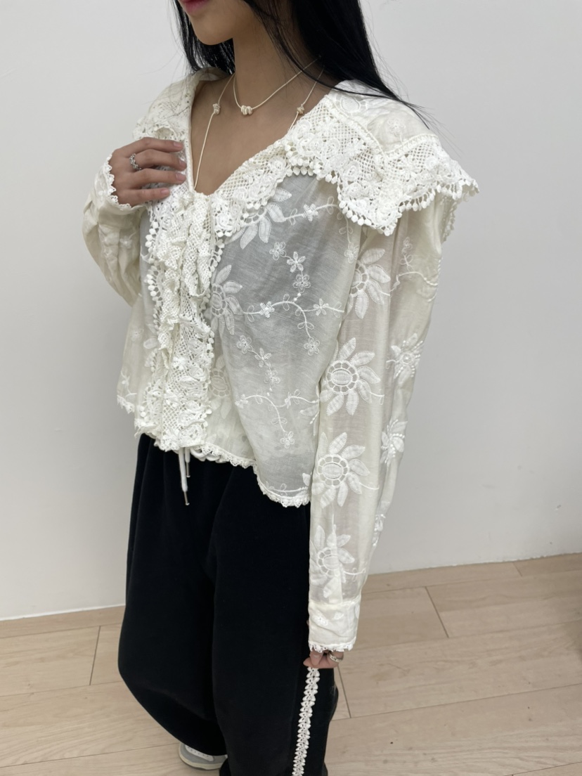 MILLIMETER韓國代購㊣女裝新品職業人氣時尚熱賣襯衫蕾絲衫MILLIMETER/MGML襯衫/蕾絲衫