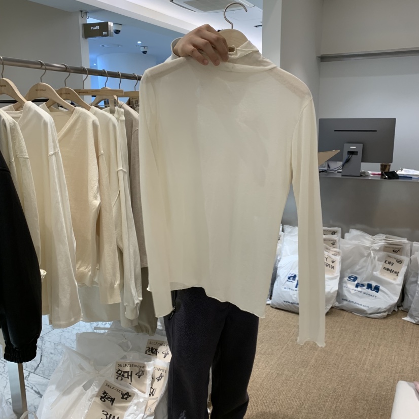 SELF SERVICE東大門直郵㊣女士新款休閑職業推薦長袖T恤透明SELF SERVICE長袖T恤