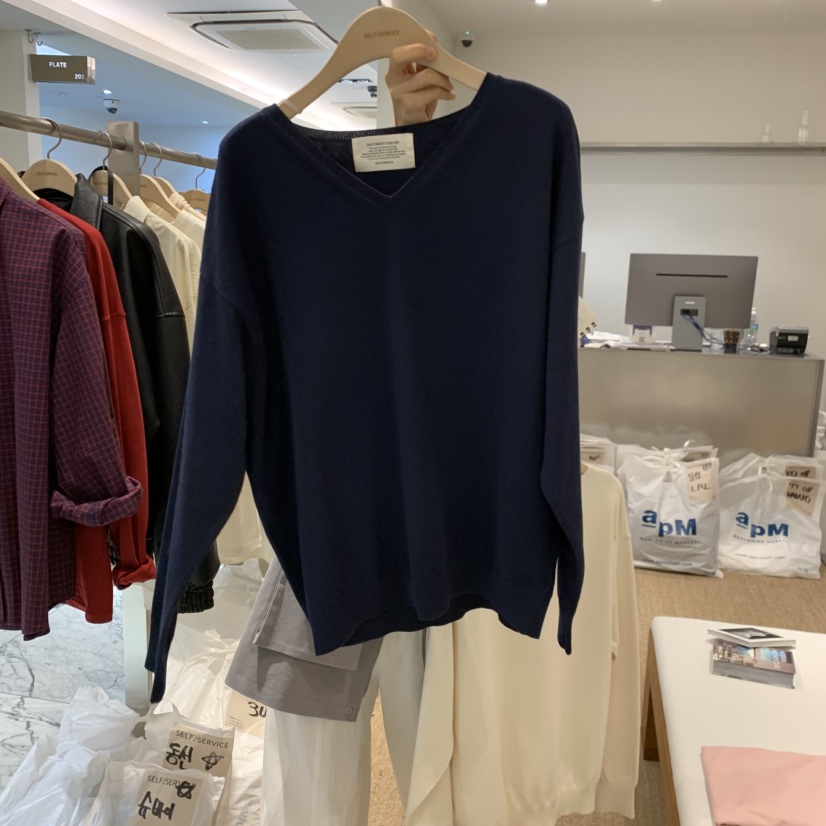 SELF SERVICE韓國直郵㊣女裝新款推薦職業休閑針織衫V領棉質SELF SERVICE針織衫圖色3