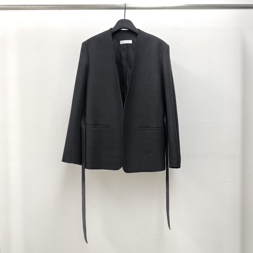 RIVER㊣東大門代購女裝新款時尚真品休閑熱賣夾克含腰帶春款WATER/RIVER夾克圖色1黑色