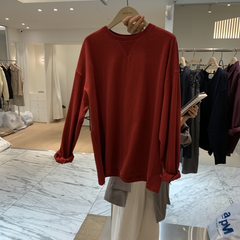 SELF SERVICE韓國代購㊣女裝新品熱賣26春夏真品職業長袖T恤SELF SERVICE長袖T恤圖色6