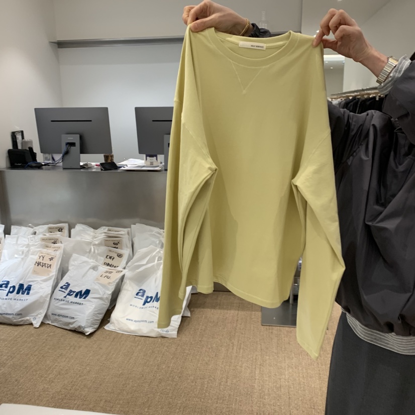 SELF SERVICE韓國代購㊣女裝新品熱賣26春夏真品職業長袖T恤SELF SERVICE長袖T恤圖色7