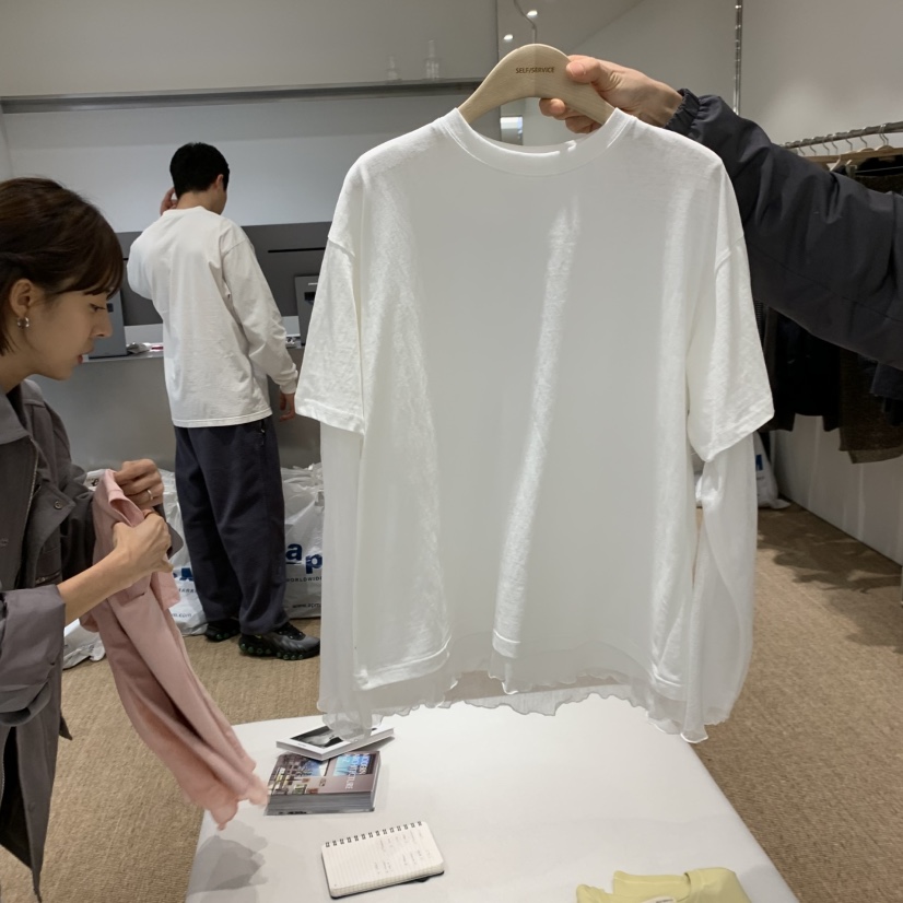 SELF SERVICE㊣東大門實拍女士新款真品長袖T恤假兩件蕾絲SELF SERVICE長袖T恤圖色4
