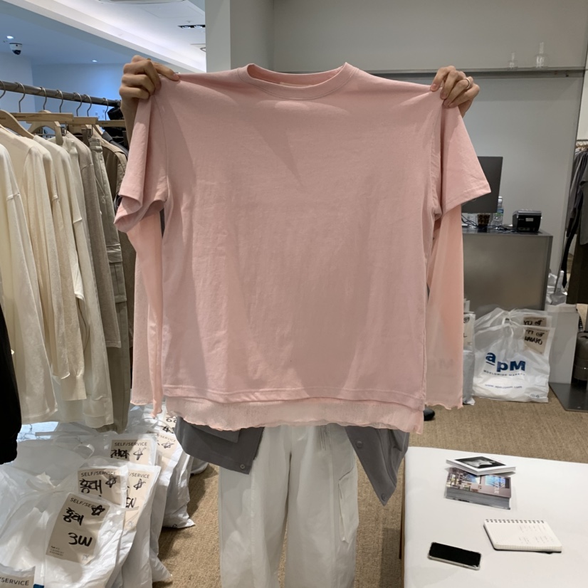 SELF SERVICE㊣東大門實拍女士新款真品長袖T恤假兩件蕾絲SELF SERVICE長袖T恤圖色5