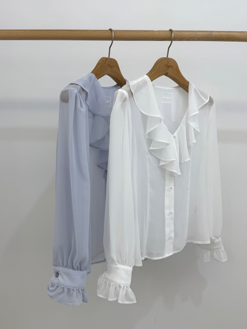 BY CHAPTER韓國直郵㊣女裝新品職業推薦襯衫蕾絲衫春款雪紡BY Chapter襯衫/蕾絲衫