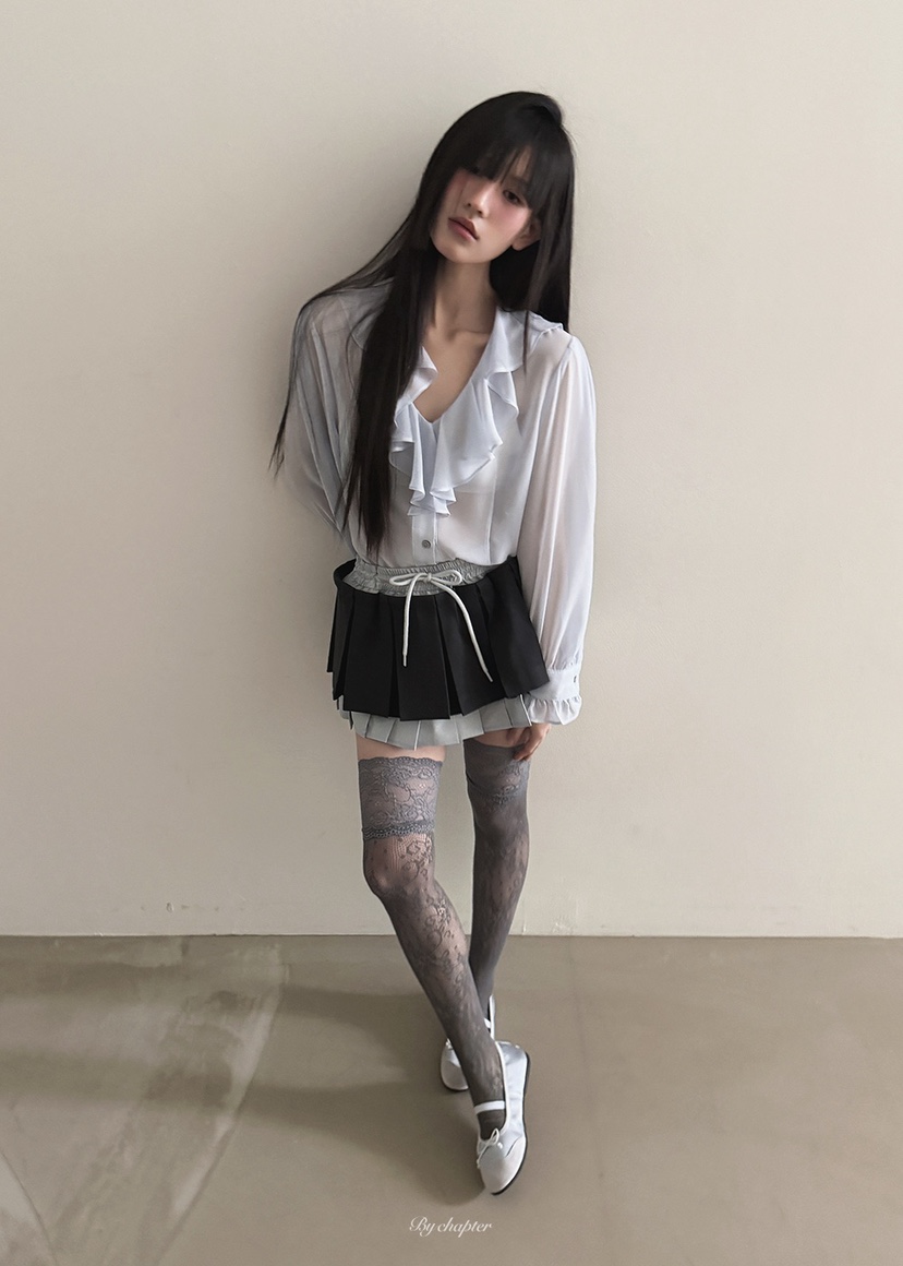 BY CHAPTER韓國直郵㊣女裝新品職業推薦襯衫蕾絲衫春款雪紡BY Chapter襯衫/蕾絲衫