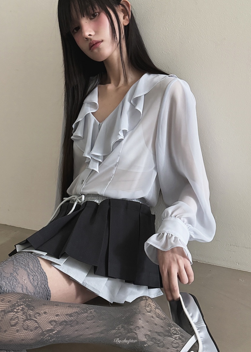 BY CHAPTER韓國直郵㊣女裝新品職業推薦襯衫蕾絲衫春款雪紡BY Chapter襯衫/蕾絲衫