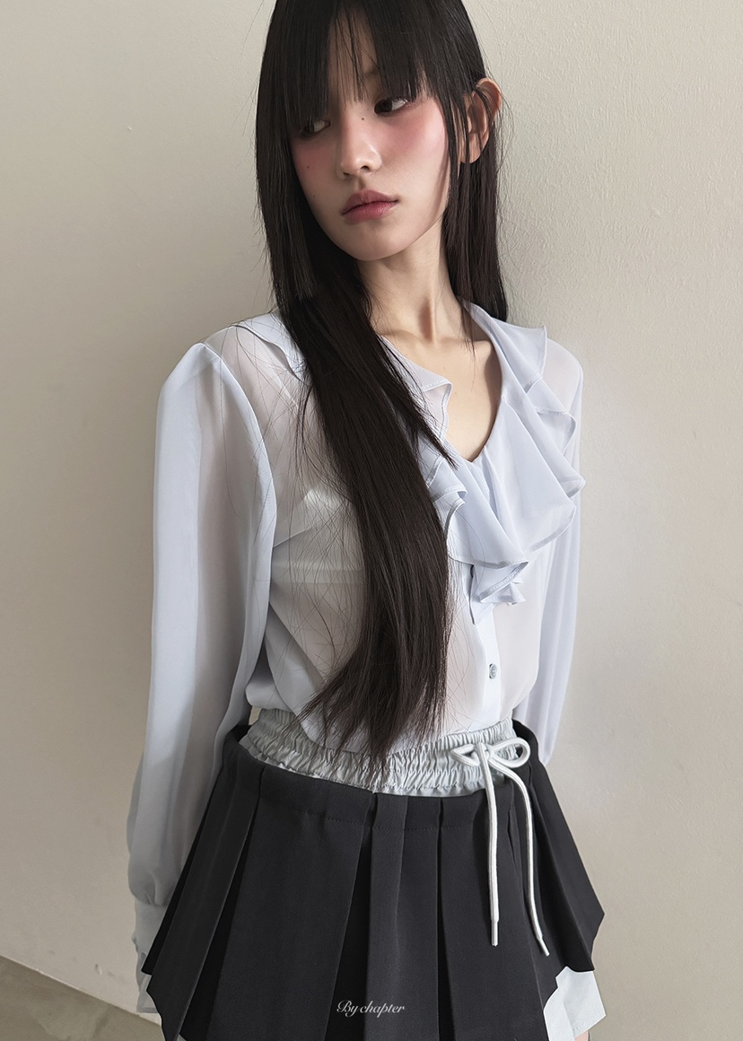 BY CHAPTER韓國直郵㊣女裝新品職業推薦襯衫蕾絲衫春款雪紡BY Chapter襯衫/蕾絲衫