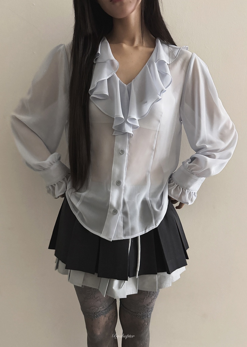 BY CHAPTER韓國直郵㊣女裝新品職業推薦襯衫蕾絲衫春款雪紡BY Chapter襯衫/蕾絲衫圖色2