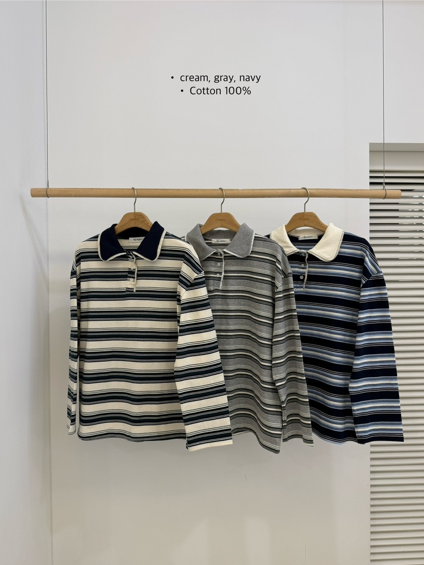 BY CHAPTER韓國直郵㊣女裝新品職業時尚推薦長袖T恤春款紐扣BY Chapter長袖T恤