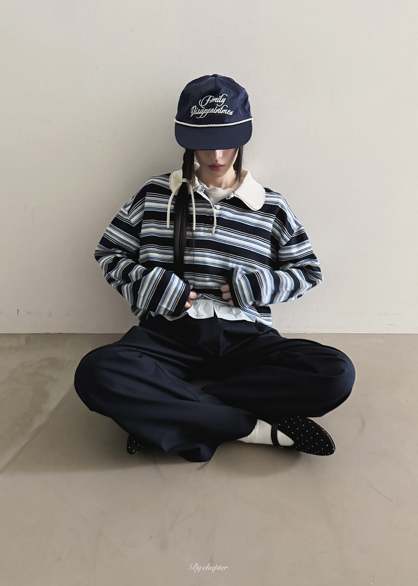 BY CHAPTER韓國直郵㊣女裝新品職業時尚推薦長袖T恤春款紐扣BY Chapter長袖T恤