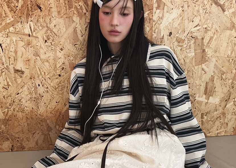 BY CHAPTER韓國直郵㊣女裝新品職業時尚推薦長袖T恤春款紐扣BY Chapter長袖T恤