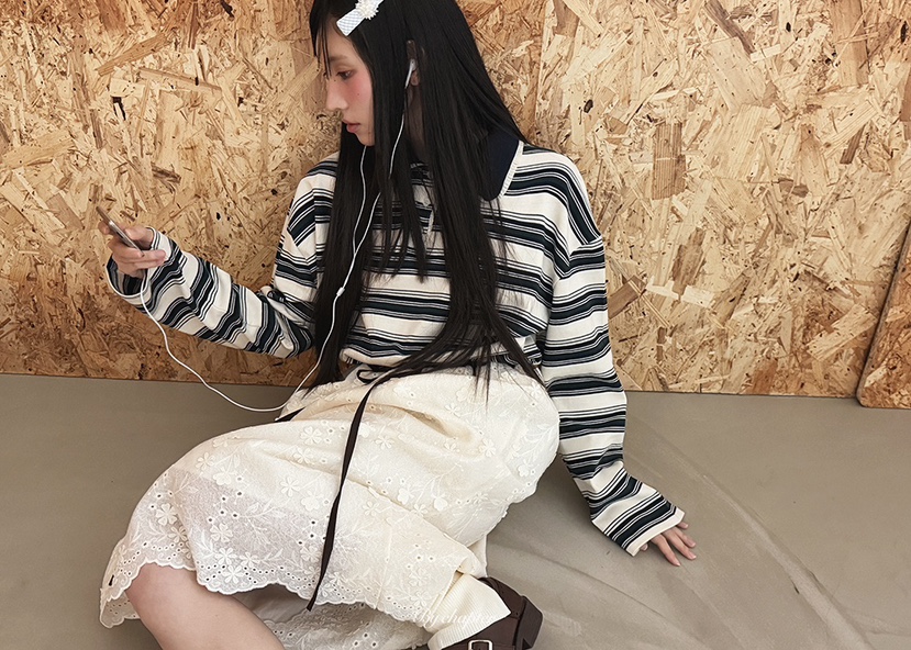 BY CHAPTER韓國直郵㊣女裝新品職業時尚推薦長袖T恤春款紐扣BY Chapter長袖T恤