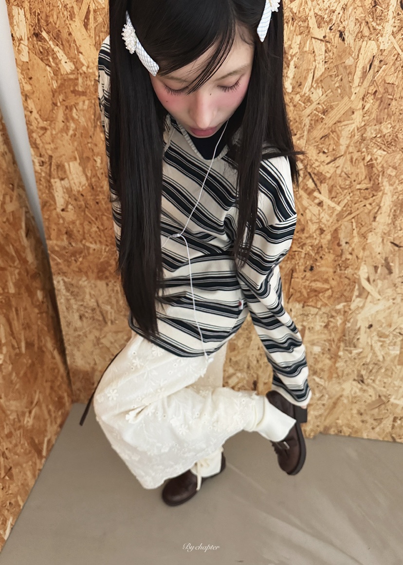 BY CHAPTER韓國直郵㊣女裝新品職業時尚推薦長袖T恤春款紐扣BY Chapter長袖T恤