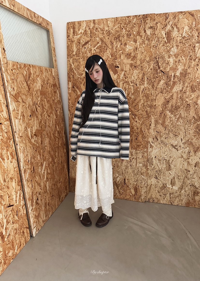 BY CHAPTER韓國直郵㊣女裝新品職業時尚推薦長袖T恤春款紐扣BY Chapter長袖T恤