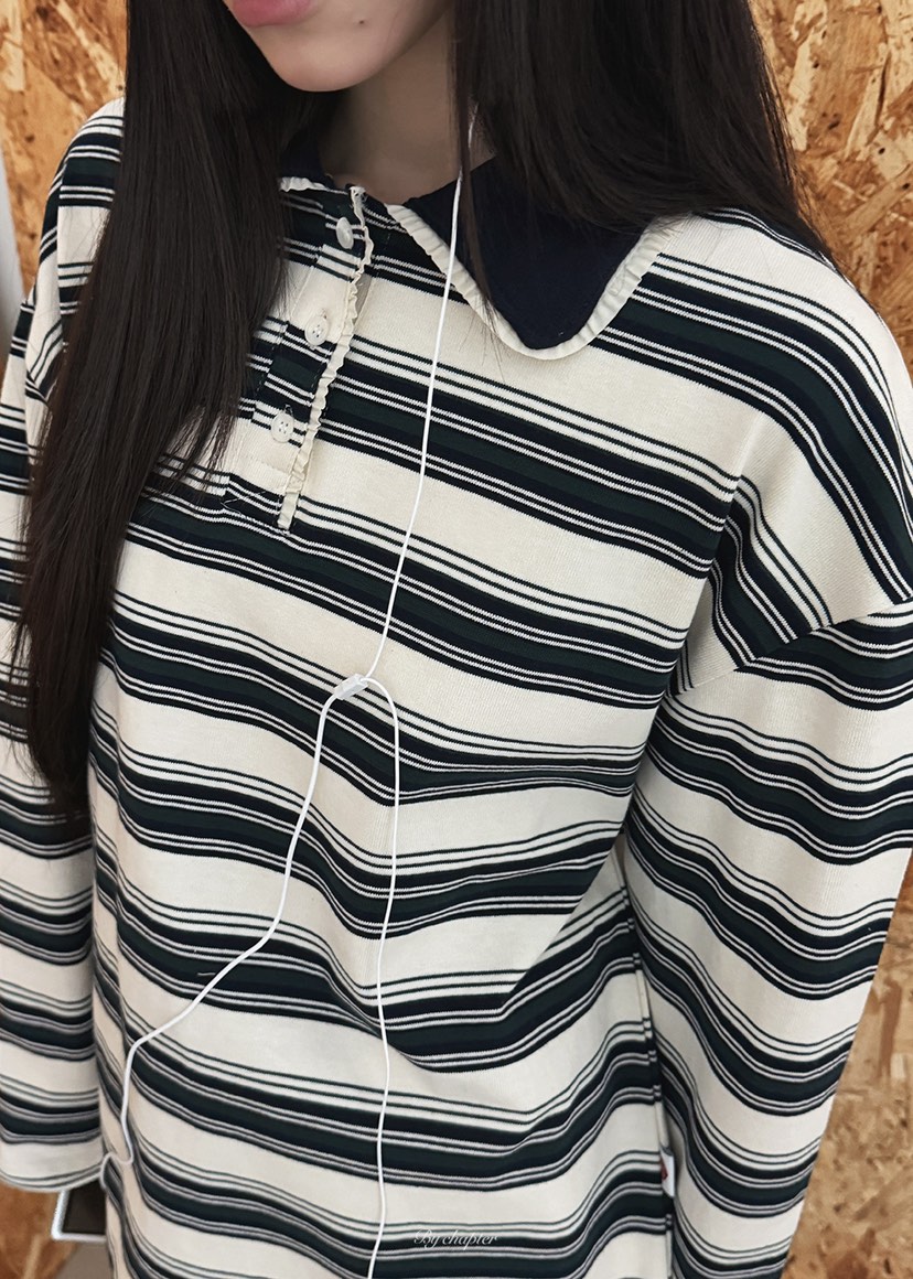 BY CHAPTER韓國直郵㊣女裝新品職業時尚推薦長袖T恤春款紐扣BY Chapter長袖T恤