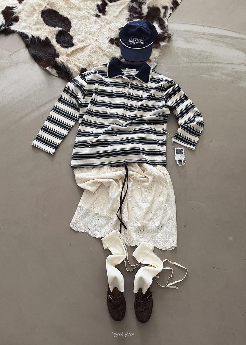 BY CHAPTER韓國直郵㊣女裝新品職業時尚推薦長袖T恤春款紐扣BY Chapter長袖T恤