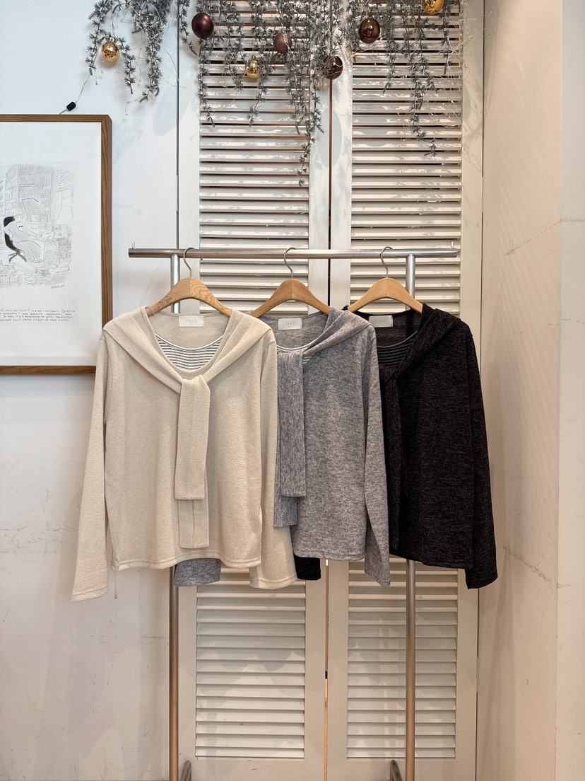 FAVE-L韓國代購㊣女裝新品職業休閑時尚推薦長袖T恤披肩春款FAVE-L長袖T恤