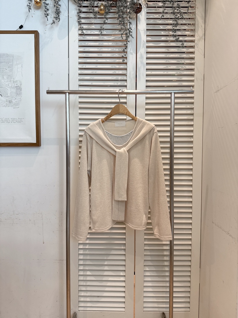 FAVE-L韓國代購㊣女裝新品職業休閑時尚推薦長袖T恤披肩春款FAVE-L長袖T恤圖色1