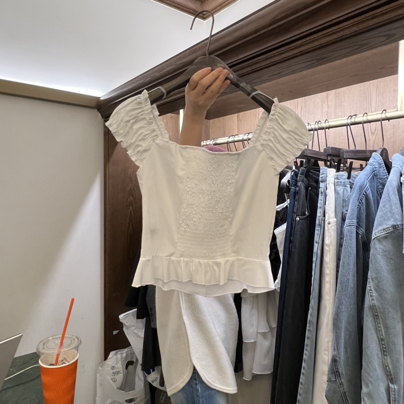 VIRKIN㊣東大門代購女裝新品熱賣時尚職業襯衫蕾絲衫荷葉邊VIRKIN襯衫/蕾絲衫