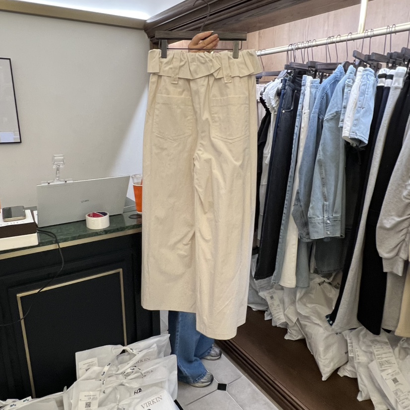 VIRKIN韓國直郵㊣女士新款職業人氣休閑推薦熱賣休閑褲荷葉邊VIRKIN休閑褲