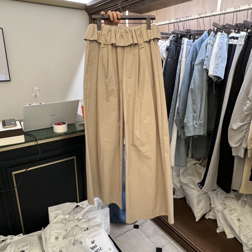 VIRKIN韓國直郵㊣女士新款職業人氣休閑推薦熱賣休閑褲荷葉邊VIRKIN休閑褲圖色2