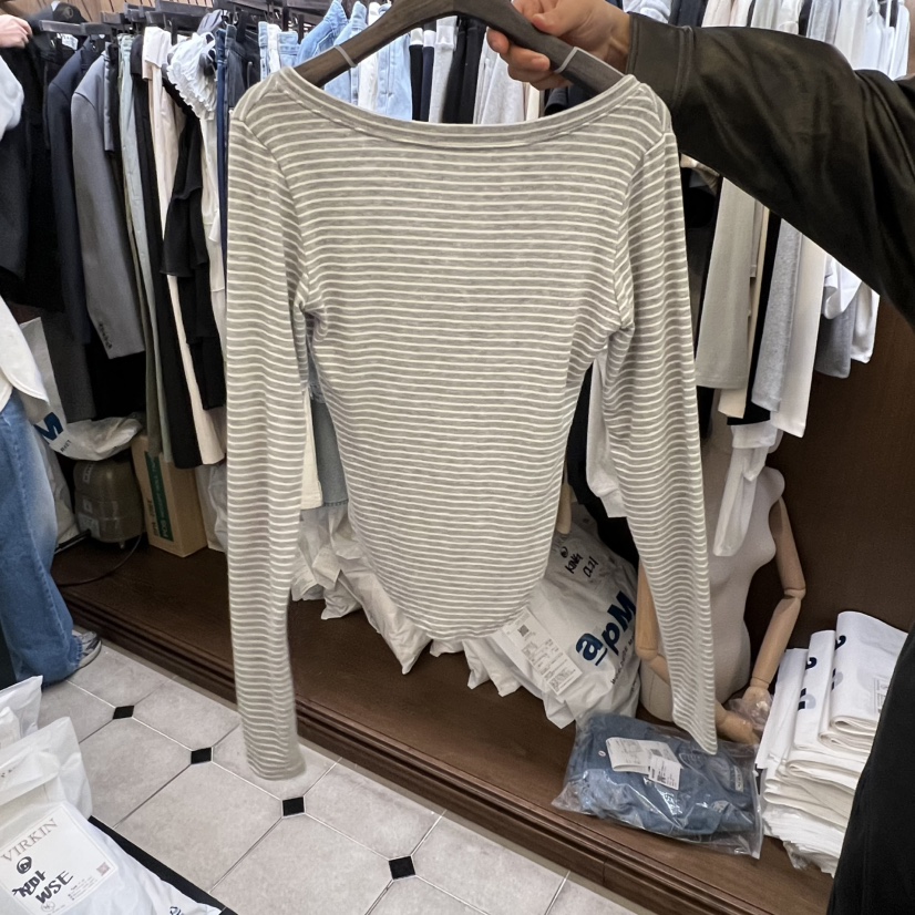 VIRKIN東大門直郵㊣女士新品職業人氣真品熱賣長袖T恤柔軟紐扣VIRKIN長袖T恤