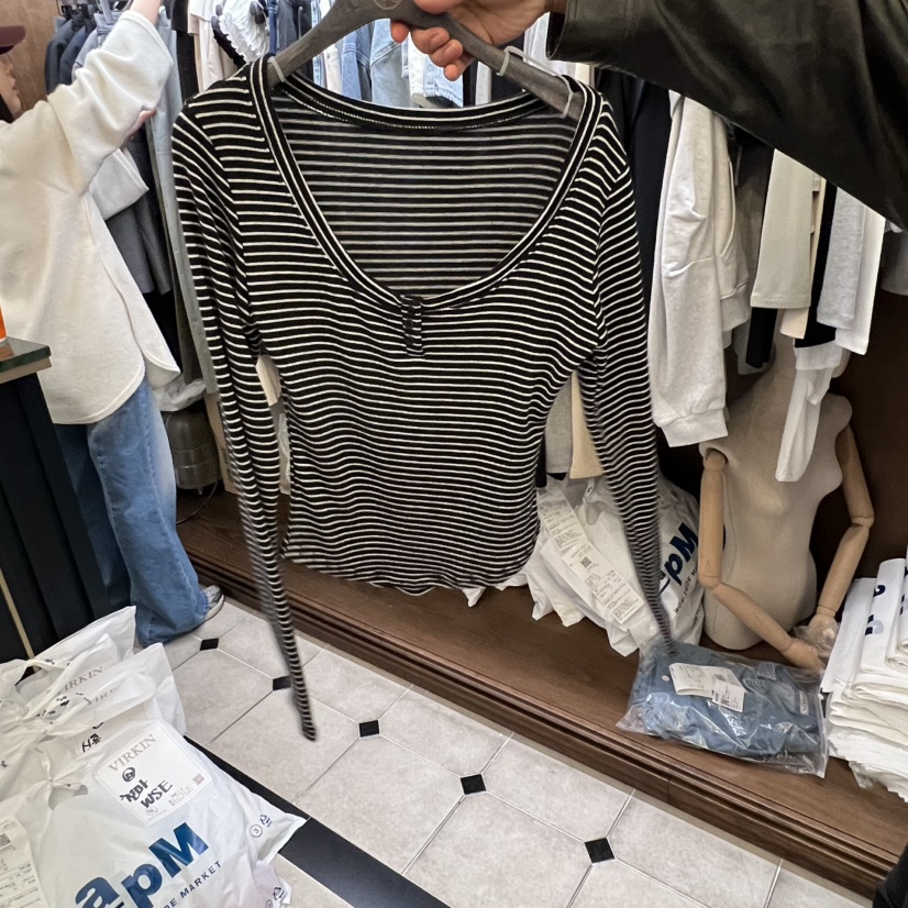 VIRKIN東大門直郵㊣女士新品職業人氣真品熱賣長袖T恤柔軟紐扣VIRKIN長袖T恤圖色2