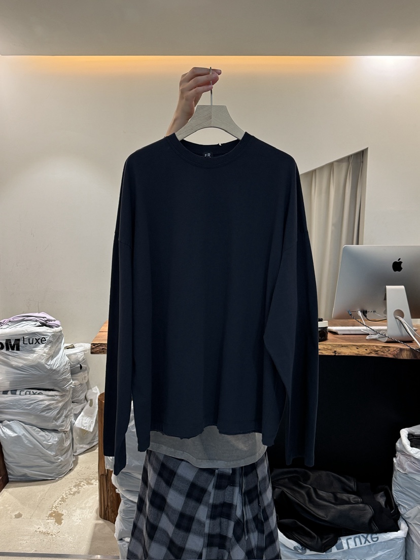 FRIC韓國直郵㊣女士新款人氣推薦熱賣時尚真品休閑職業長袖T恤FRIC長袖T恤圖色3深藍色