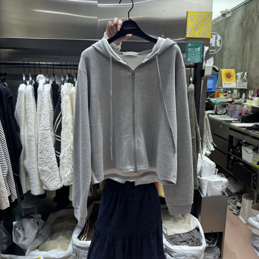 RUNWAY-런웨이㊣東大門代購女士新品熱賣衛衣連帽拉鏈衫春款RUNWAY衛衣圖色2