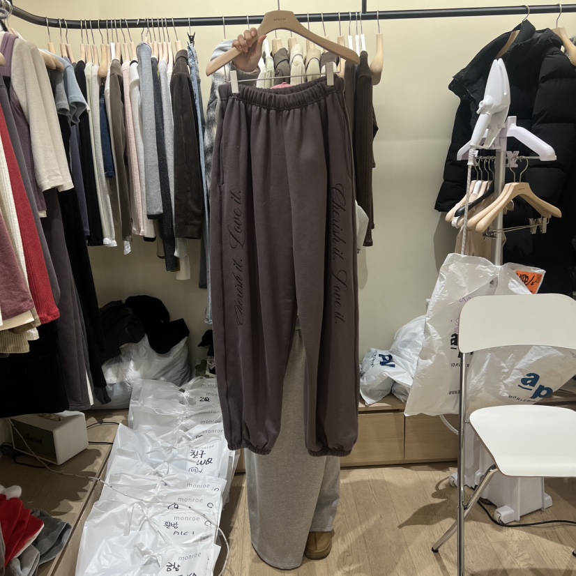 MEMOIRE韓國代購㊣女士新款熱賣時尚休閑人氣推薦休閑褲加絨MEMOIRE休閑褲圖色1